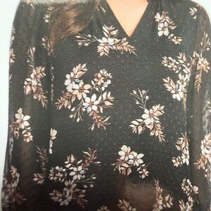 Hilary Radley Dark Floral Blouse